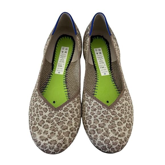 Rothy's Flat Cheetah Print Knit Slip On Shoes Size 8.5 Animal Print Machine Wash - Picture 3 of 7